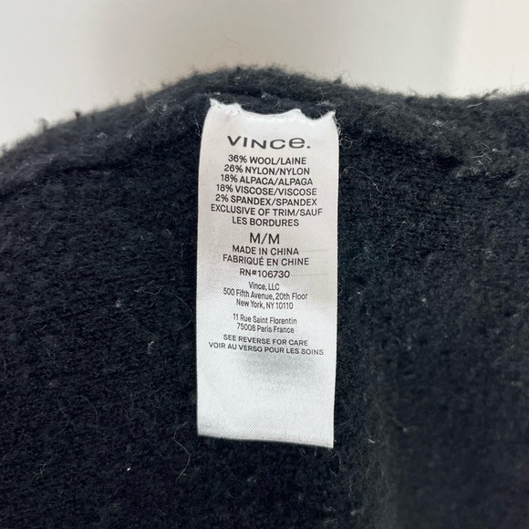 VINCE Wool Alpaca Blend Collarless Snap Button Cardigan Sweater Black Sz Medium - Picture 9 of 10